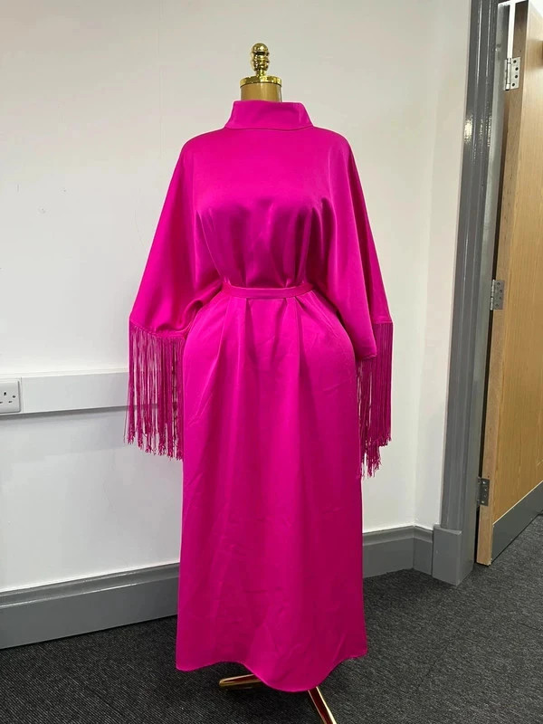 Forever unique uk 16 hot pink classy modest maxi dress tassle detail