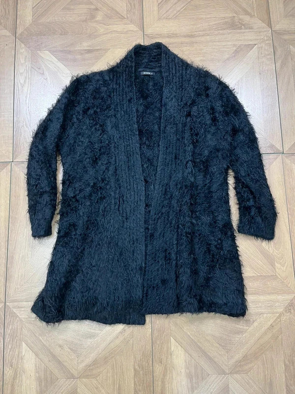 Black Roman 3/4 sleeve fluffy cardigan