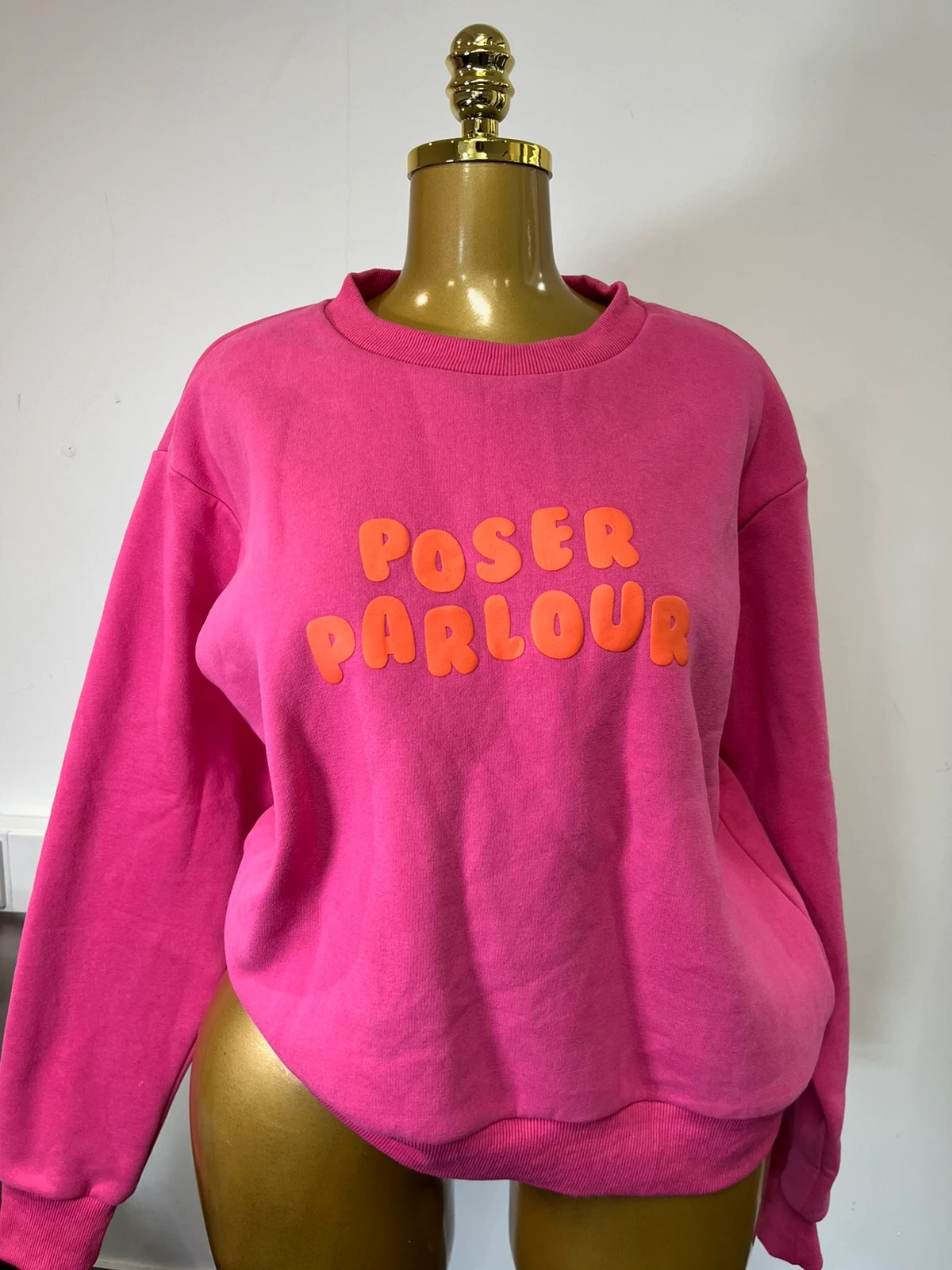 Poser Parlour Pink Graphic Sweatshirt Oversized Crew Neck Small