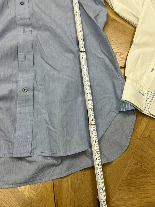 Womens faconnable size L long sleeve blue and white shirt