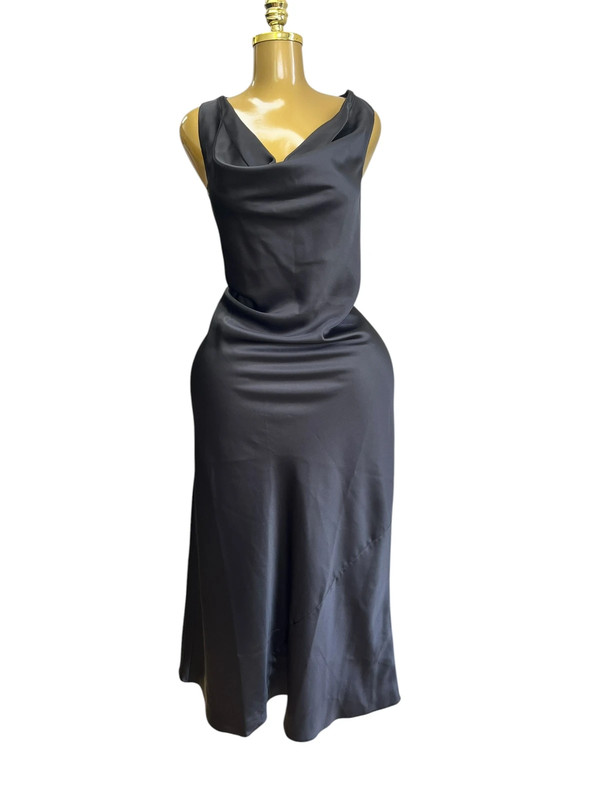 Friends like these black cowl neck long classy maxi dress