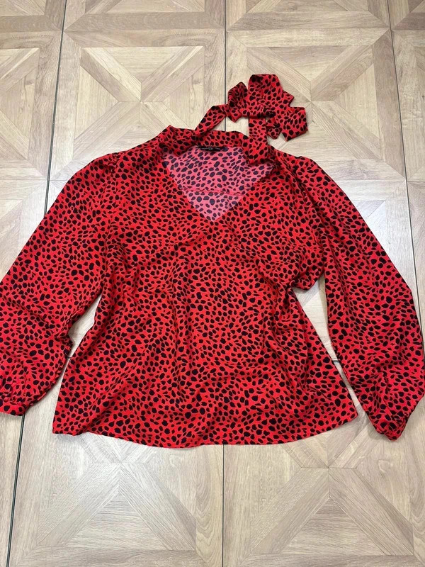 Lipsy red leopard print tie up uk16 long sleeve top blouse
