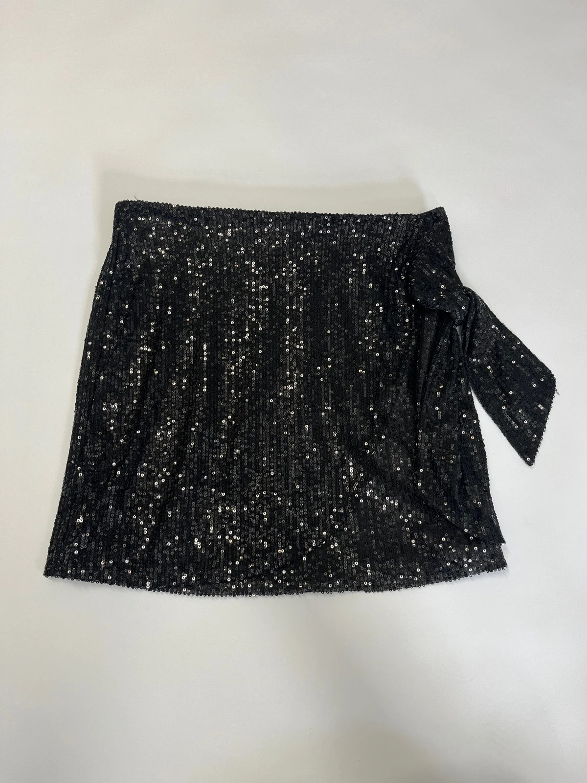George Black Sequin Bow Mini Skirt Party Club Glam Sparkly High Waist Small