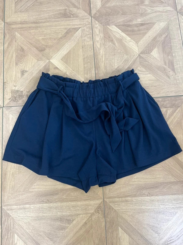 Women’s navy blue forever unique tie up high waisted shorts
