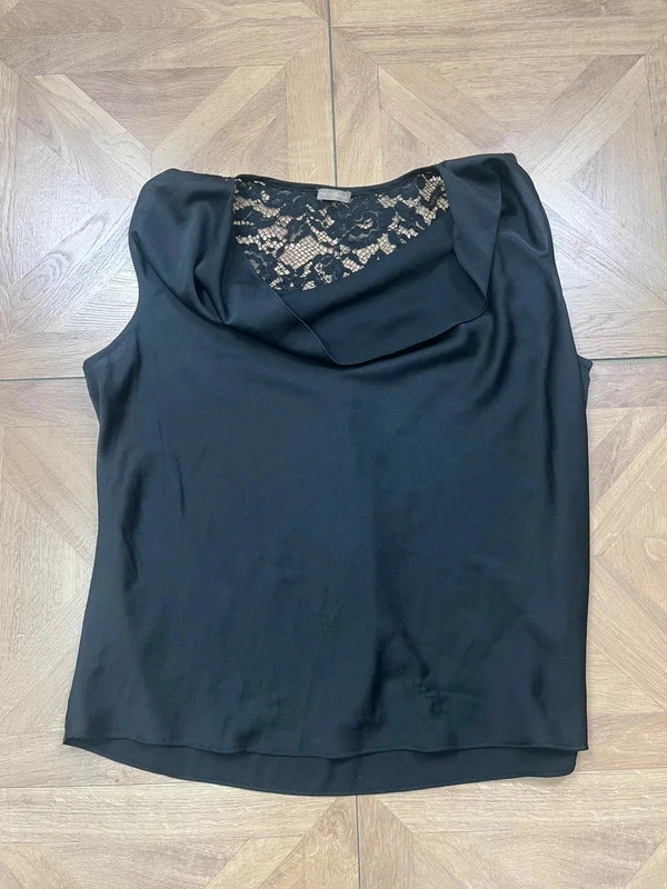 M&co boutique black lace cowl neck vest top