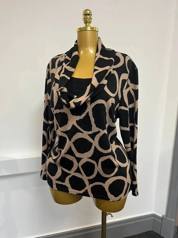 Mitzy cowl neck abstract pattern long sleeve jumper size 18