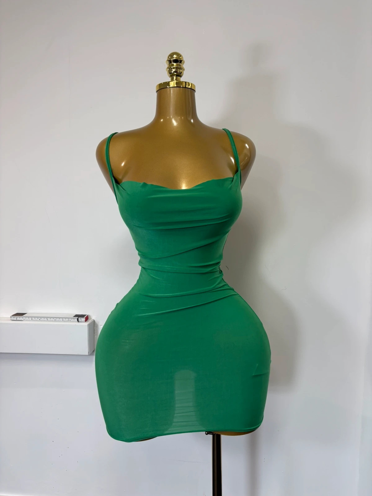 Green plt cowl neck backless uk 6 mini dress festival night out sexy