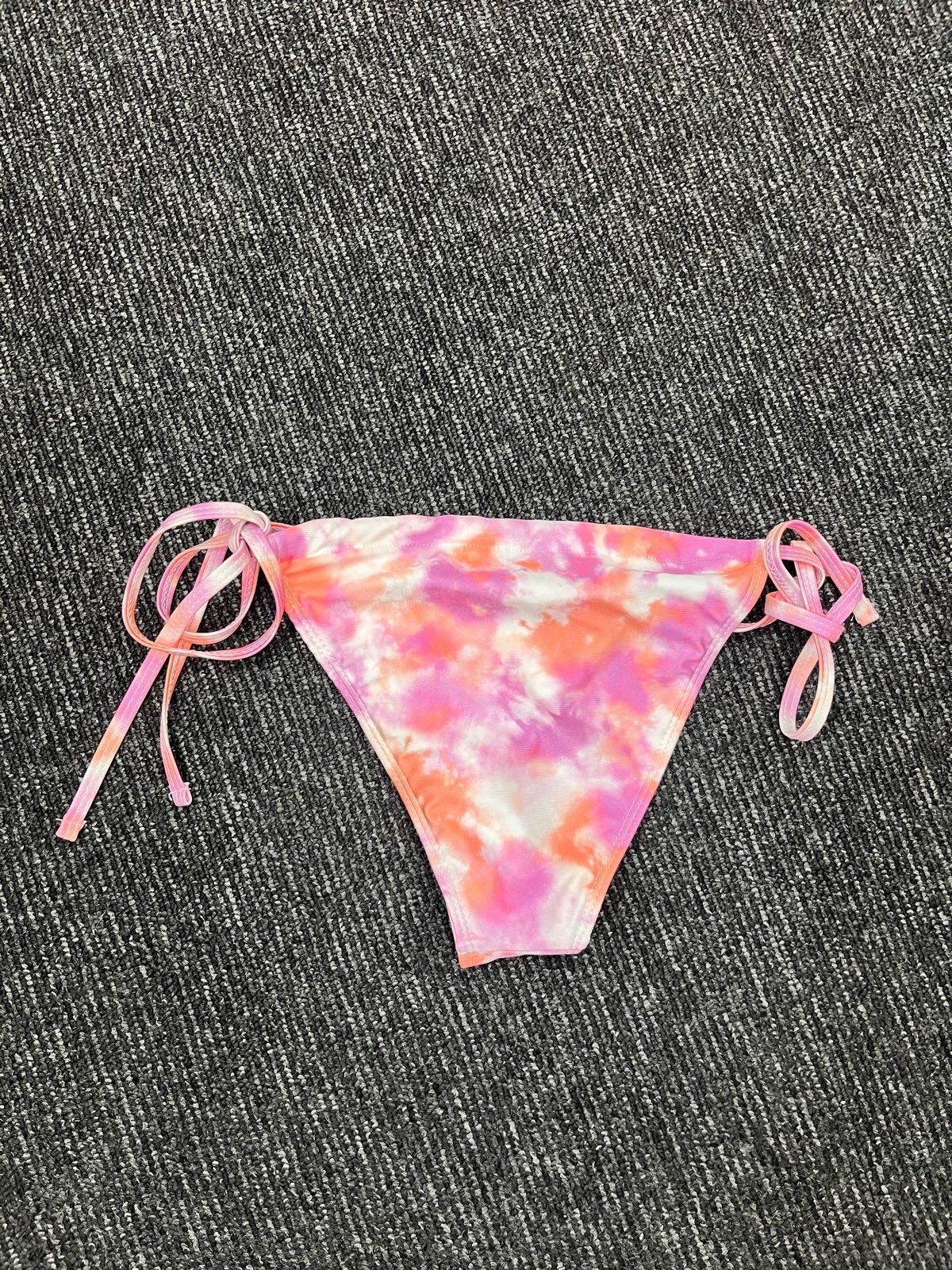 Unique 21 Pink & Orange Tie-Dye Triangle Bikini Set with Tie-Side Bottoms image 2