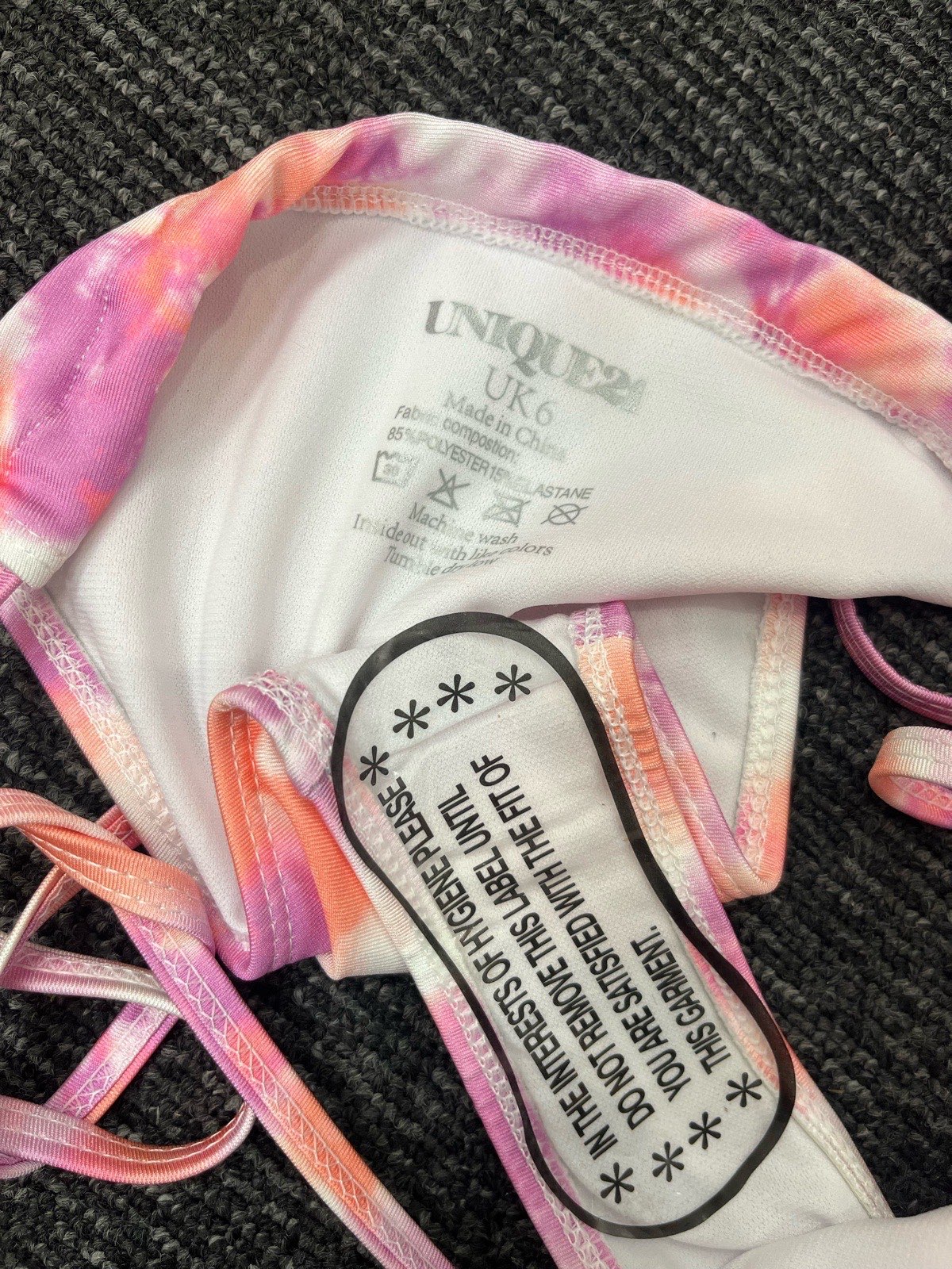 Unique 21 Pink & Orange Tie-Dye Triangle Bikini Set with Tie-Side Bottoms image 3