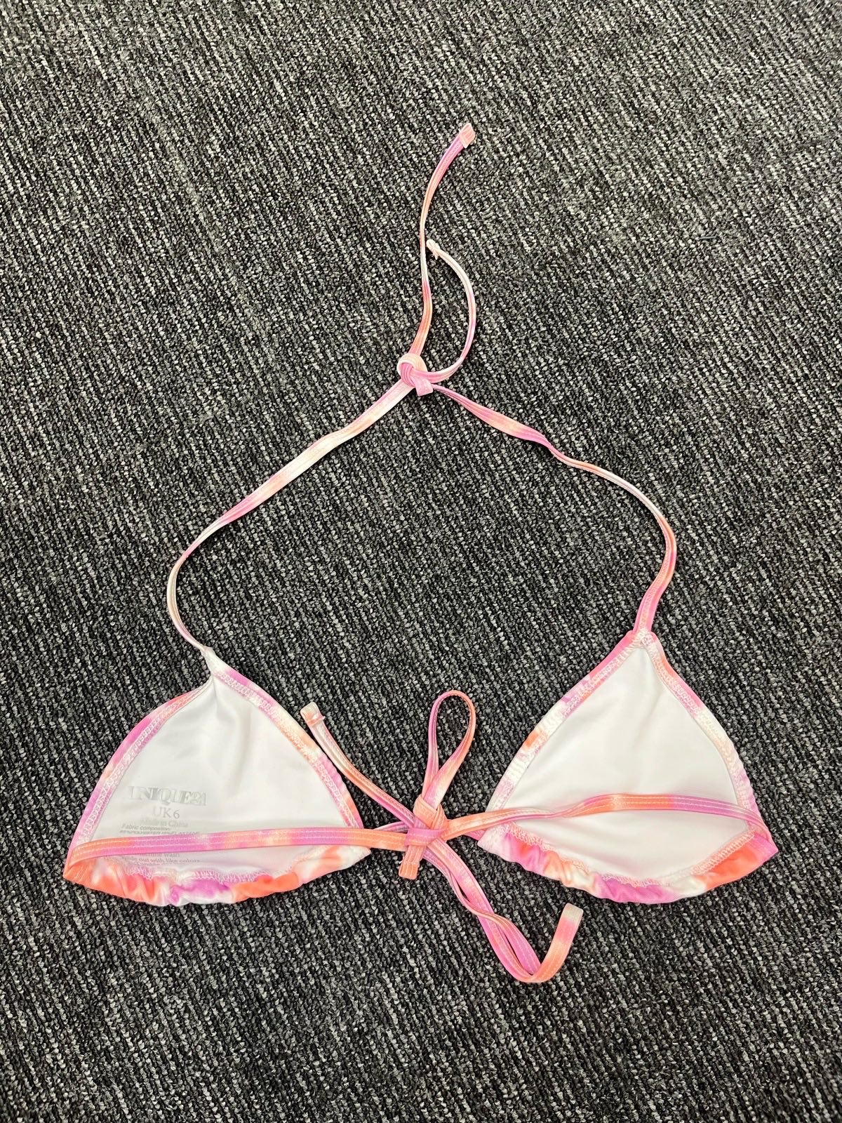 Unique 21 Pink & Orange Tie-Dye Triangle Bikini Set with Tie-Side Bottoms image 7