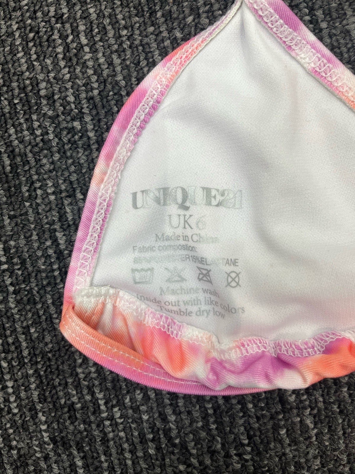 Unique 21 Pink & Orange Tie-Dye Triangle Bikini Set with Tie-Side Bottoms image 8