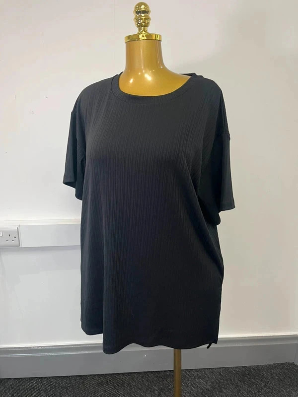 F&amp;f black uk 12 ribbed round neck t shirt