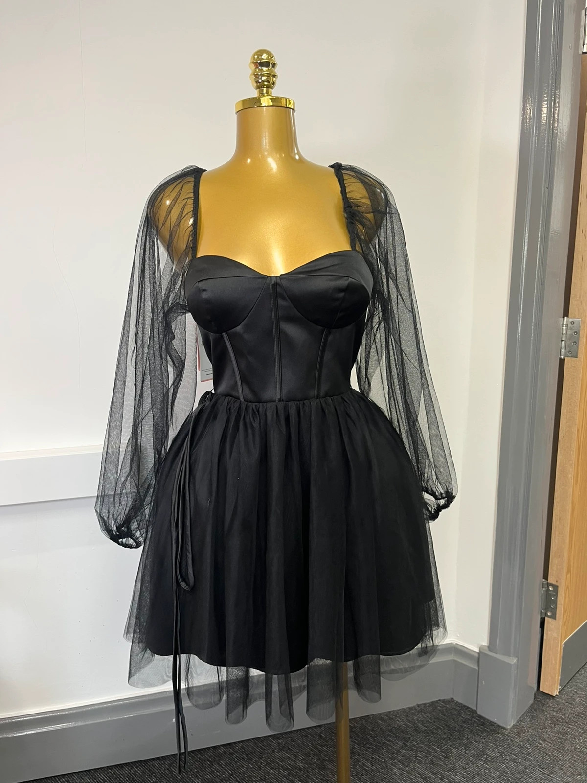 Jjs house black mesh sleeve corset style brand new mini dress