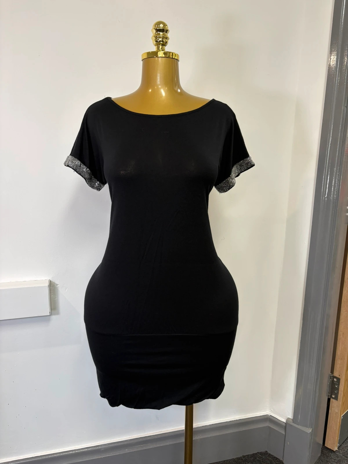 Women’s backless y2k black silver detail dress warehouse uk 14