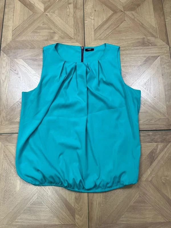 Women’s teal blue zip up m&co short sleeve top uk16