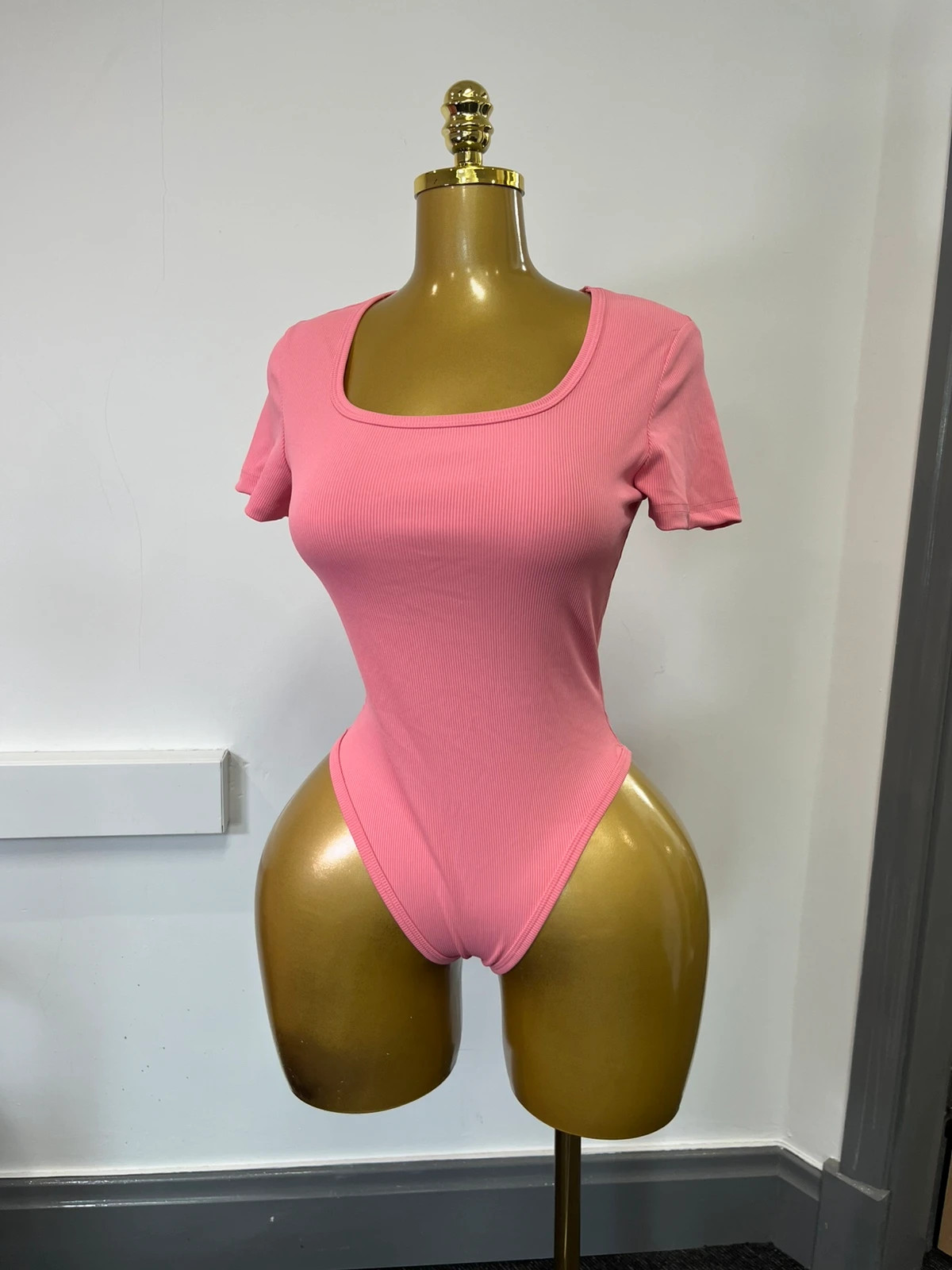 Katch me pink round neck S/M body suit