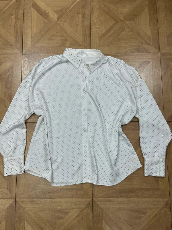 Women’s forever unique uk 14 button up white silver detail top blouse