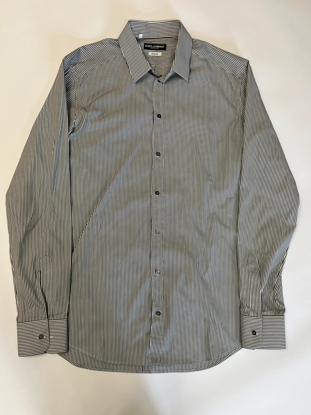 Dolce & Gabbana Black White Striped Long Sleeve Button Up Formal Shirt Extra Large