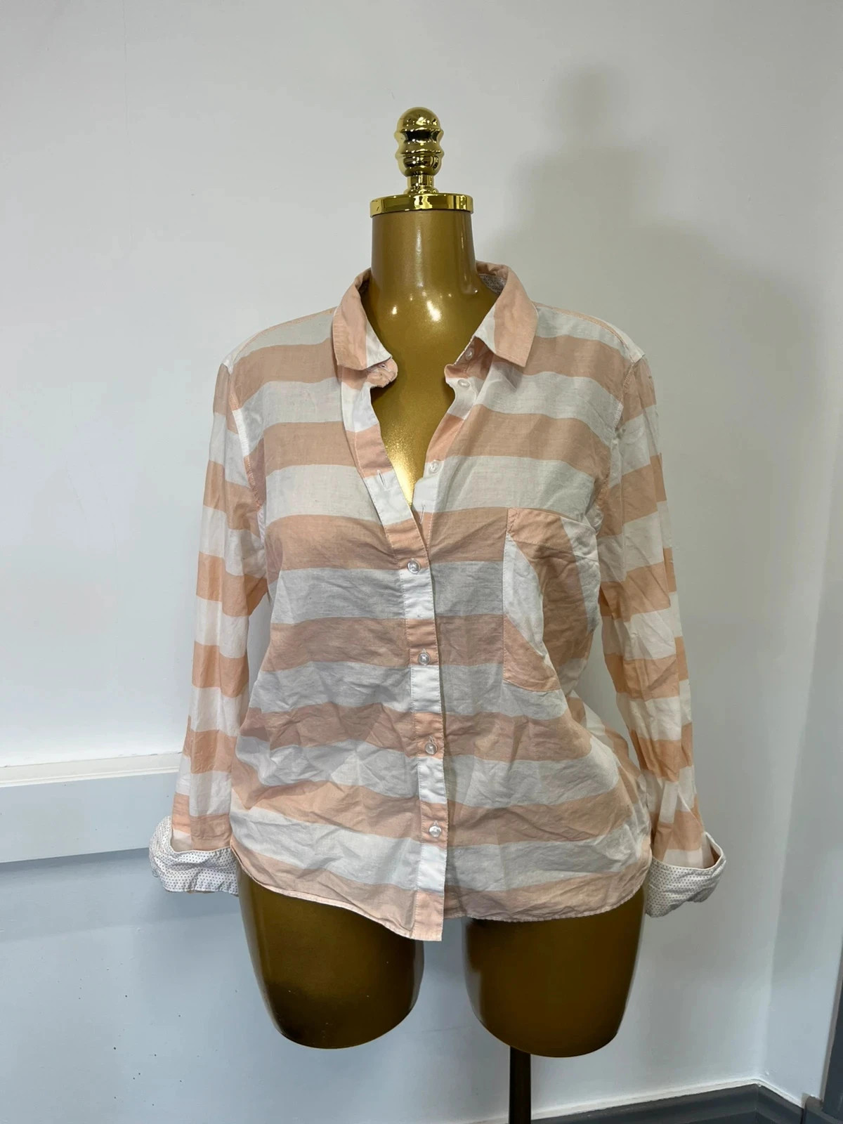 M&S long sleeve button up striped women’s shirt
