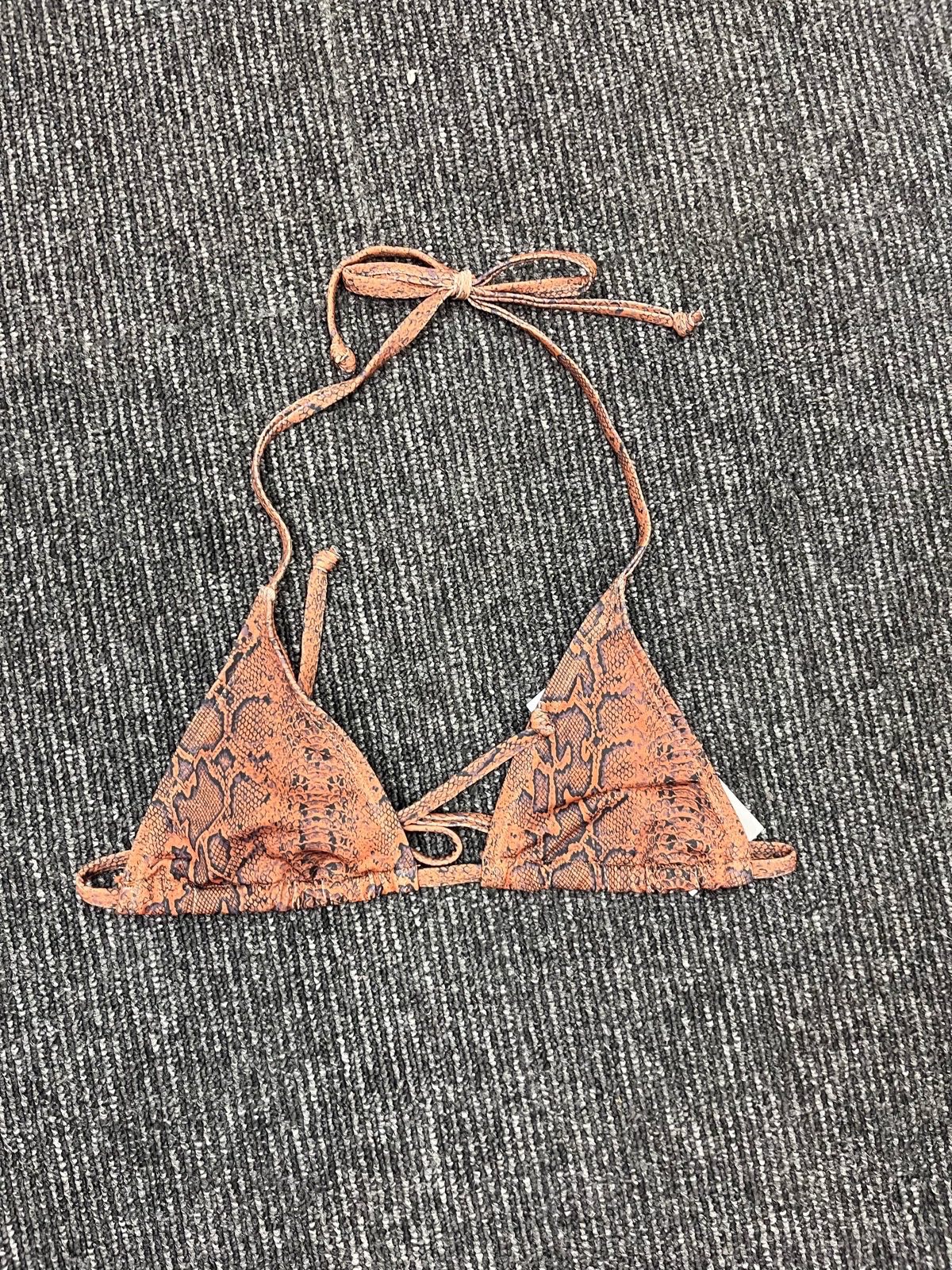 Primark Brown Snake Print Triangle Bikini Set with Tie-Side Bottoms image 2