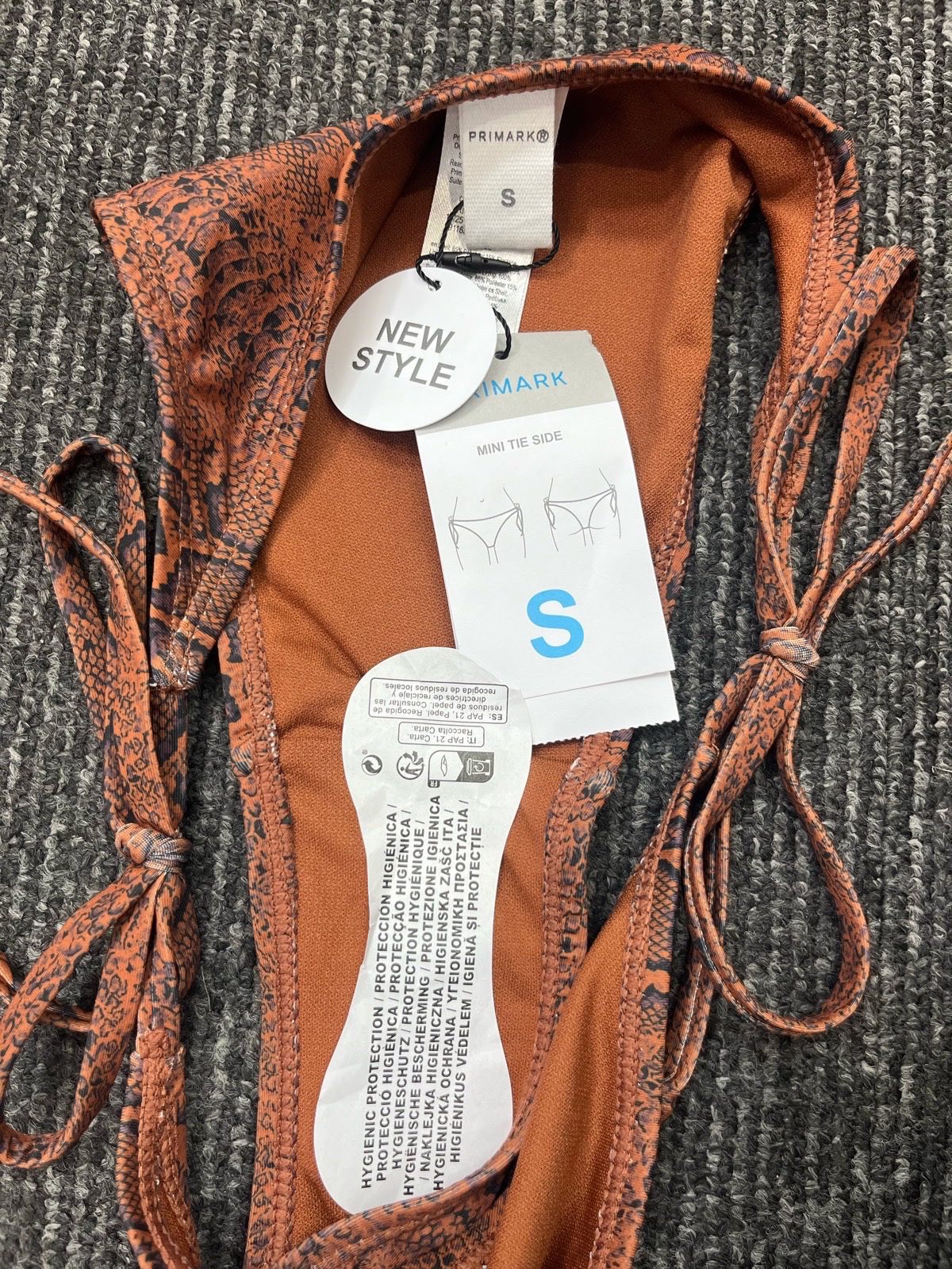 Primark Brown Snake Print Triangle Bikini Set with Tie-Side Bottoms image 9