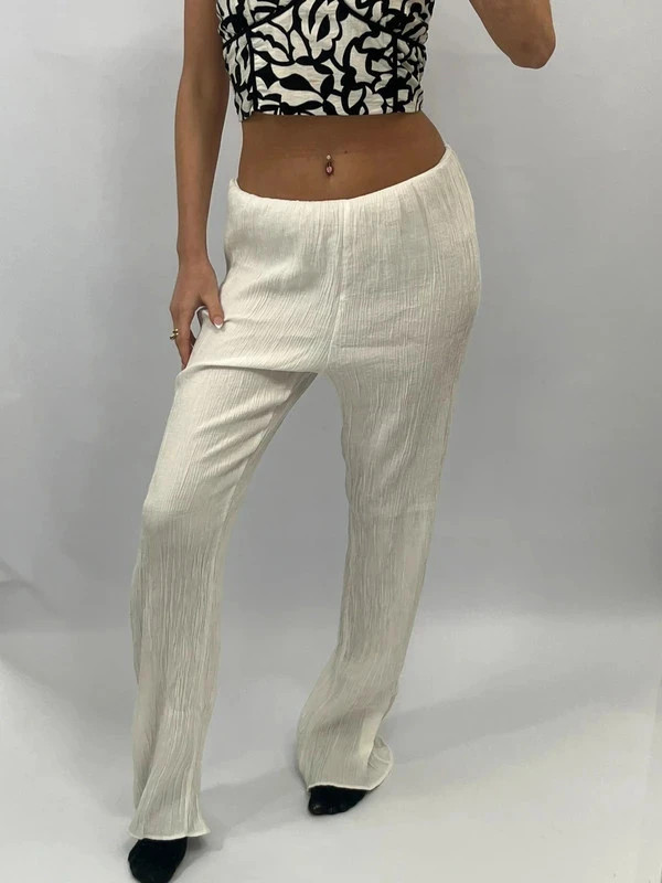 Women’s George high waisted white slinky lounge wear / beach trousers