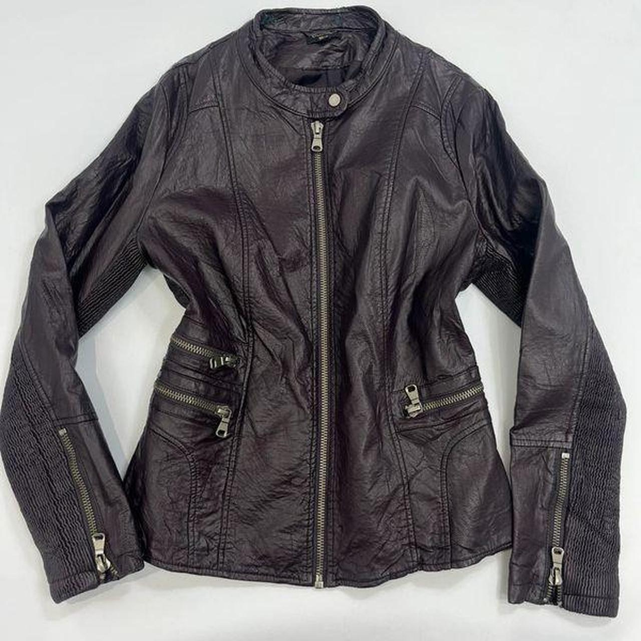 Womens October size M purple vintage zip up leather jacket
