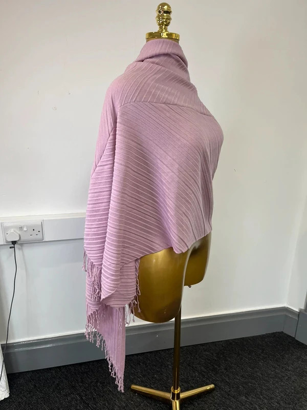 Lucia pink / purple tassle detail one size scarf