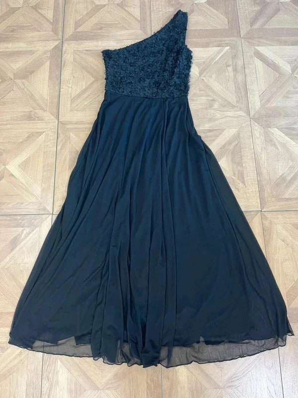 Diamond by Julien Macdonald black flower detail long one shoulder maxi dress