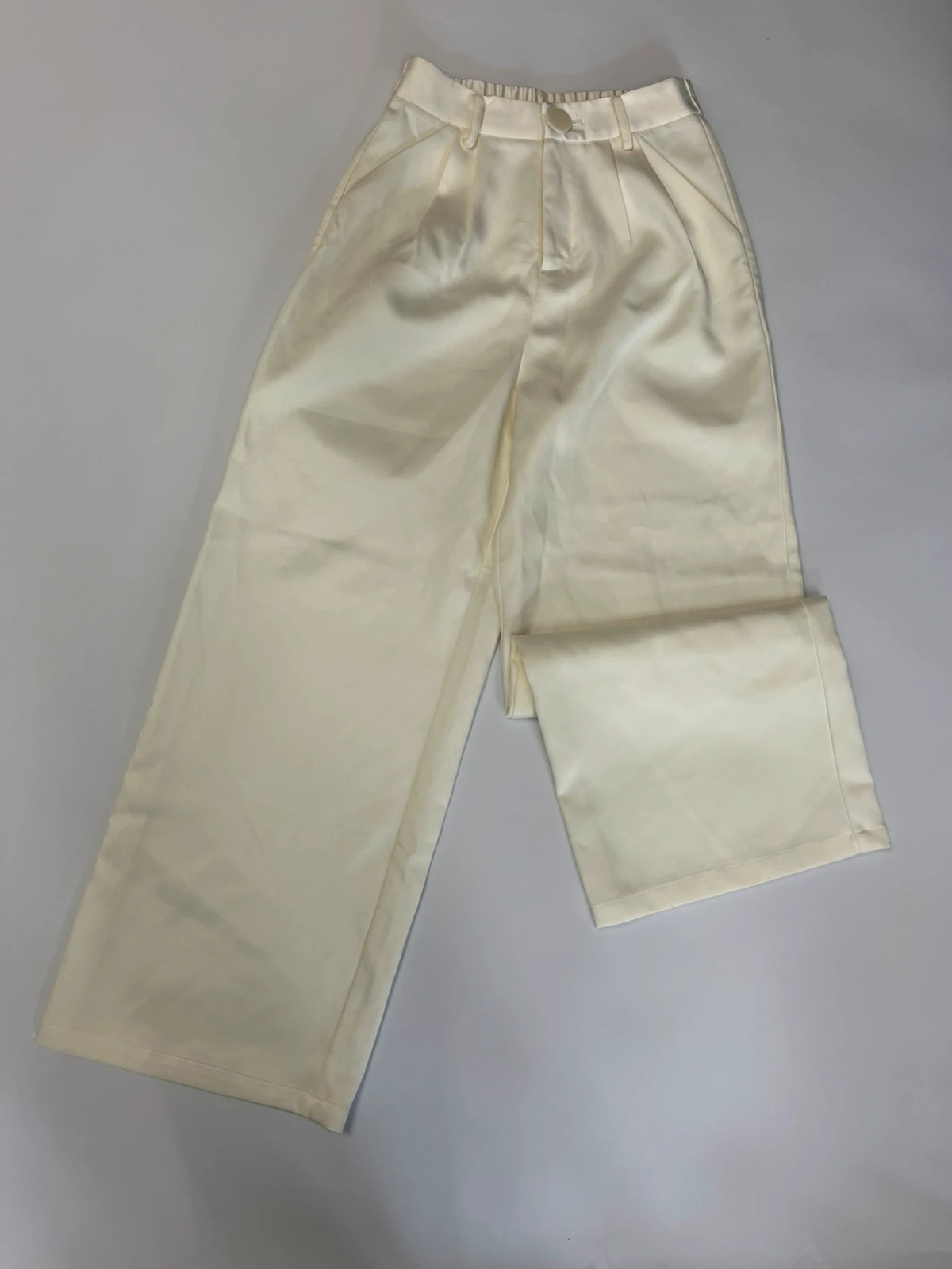 Ledin X Ester HSU Cream High Waisted Wide Leg Tailored Trousers Small