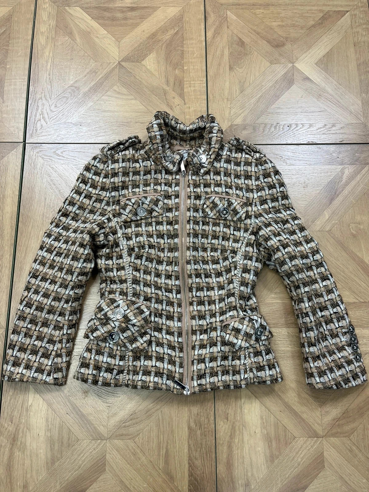 Karen Millen y2k zip up classy brown jacket