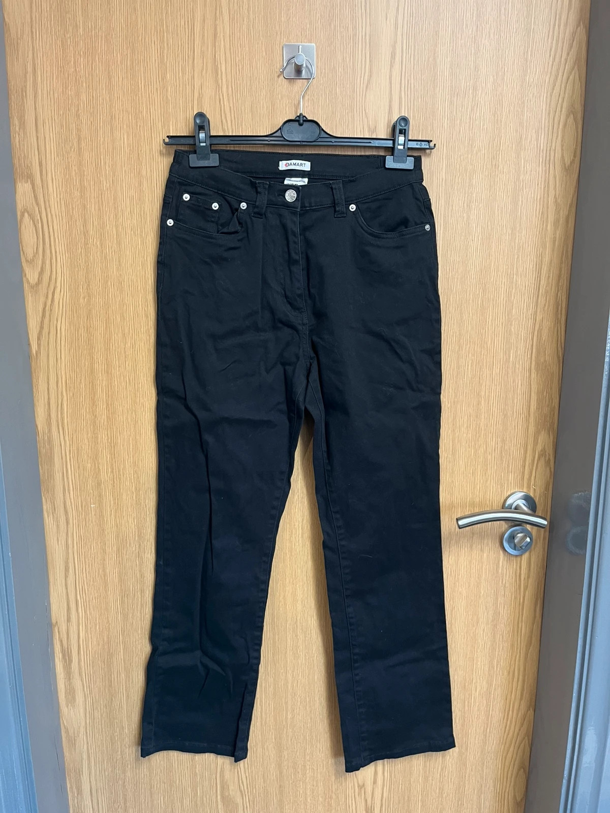 Damart Black Y2K Straight Leg Jeans Slim Fit Denim Casual Trousers Small