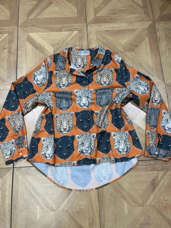 Forever unique abstract animal print uk 16 button up long sleeve shirt