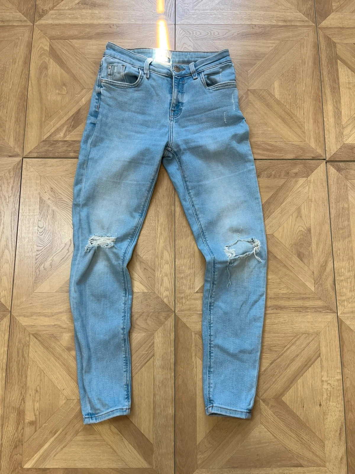 River island size 10 blue high waisted ripped jeans