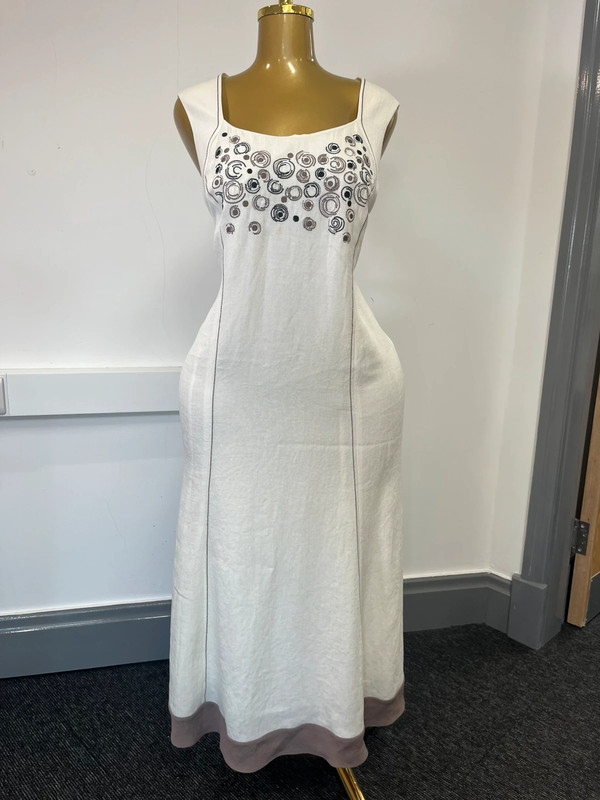 Women’s cream long classy evening wear gold maxi dress
