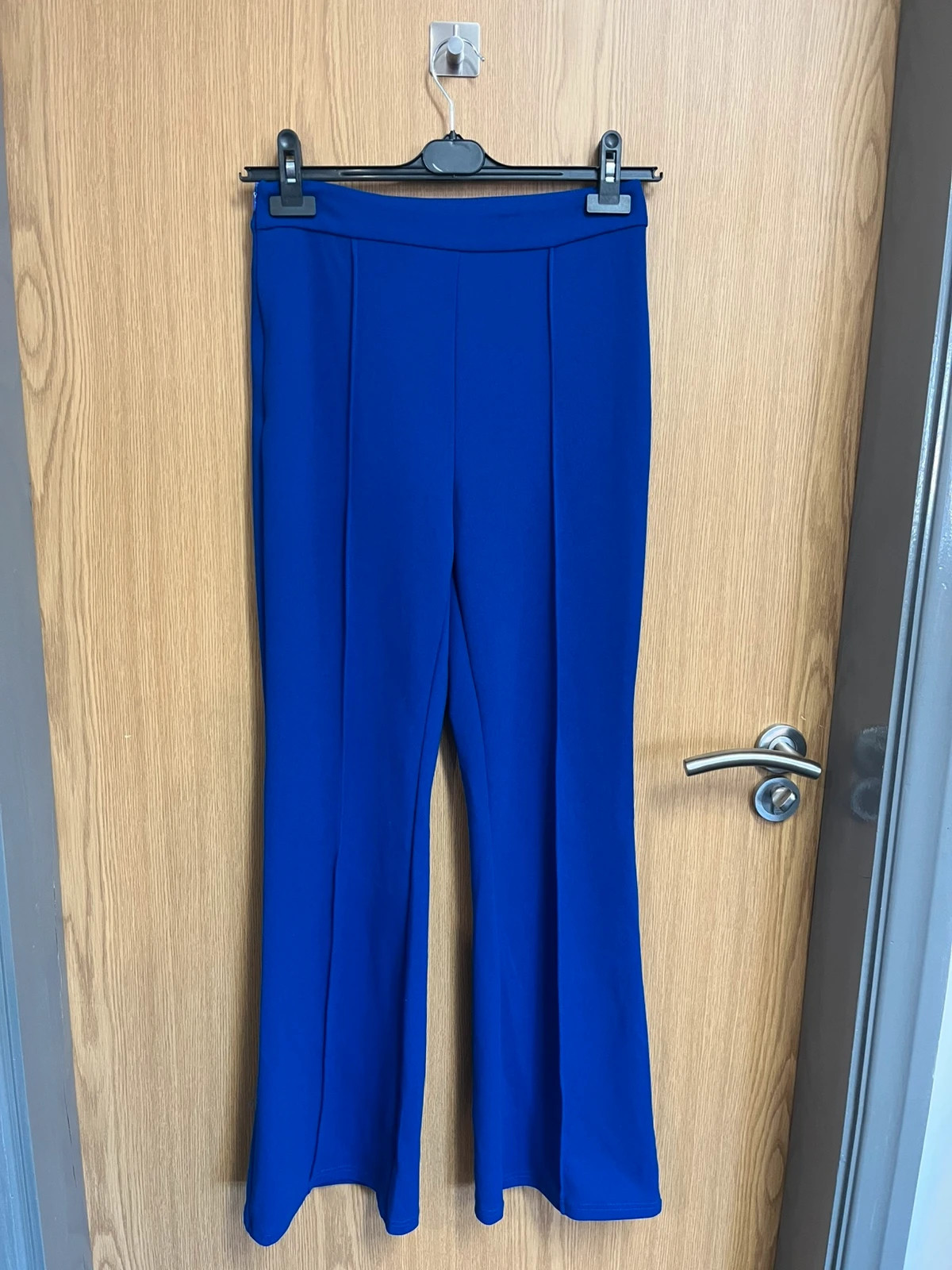 Shein Cobalt Blue Flared Trousers High Waisted Stretch Palazzo Trousers Medium