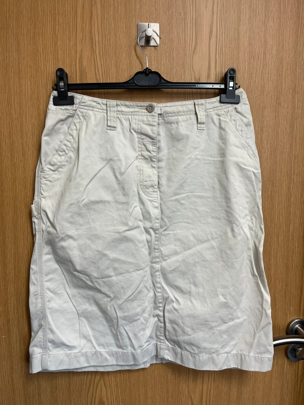 M&S White Utility Cargo Skirt Y2K Casual Pocket Workwear Midi Skirt Large