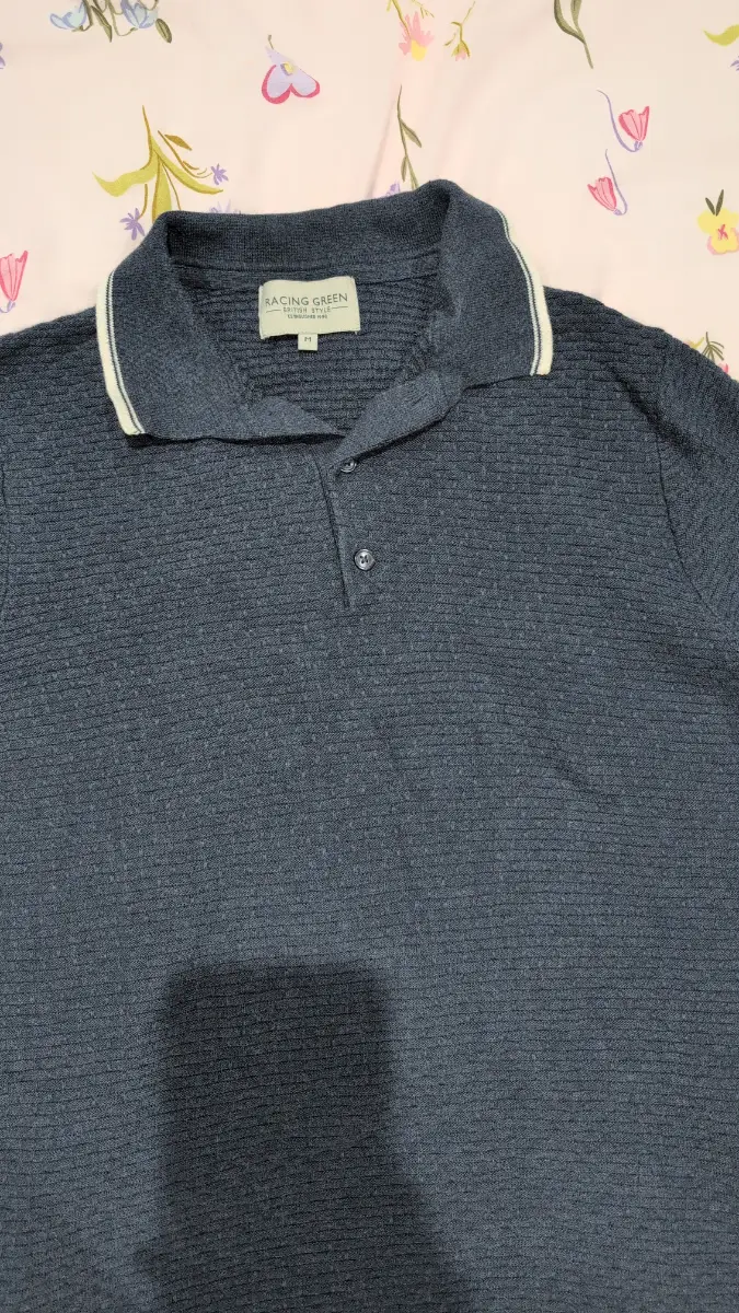 Racing Green Navy Knit Polo Shirt (Size M)