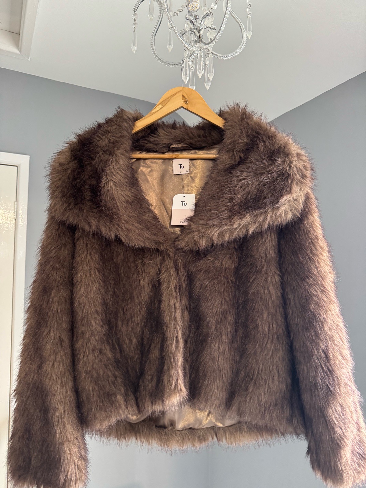 New with Tags TU Brown Faux Fur Coat Medium