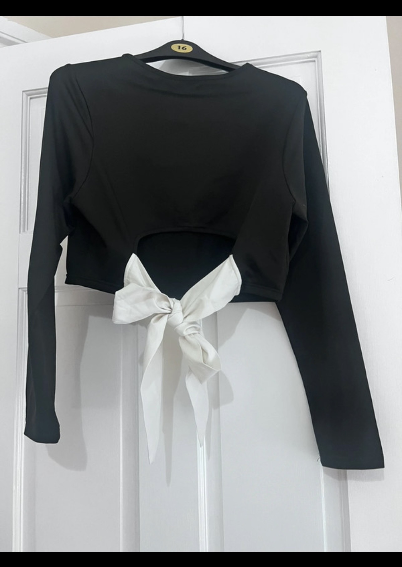 Black crop top with bow at back