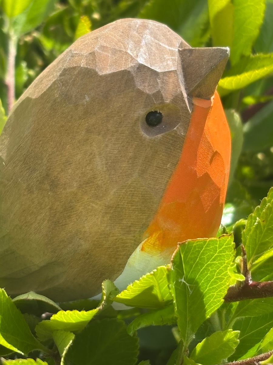 Wood Carved Robin Home Or Garden Decor New