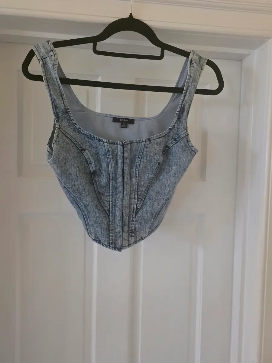 Blāshe Acid Wash Denim Corset Top - Size S (UK 8/10)