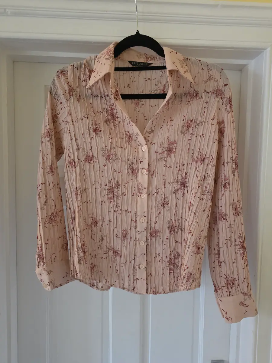 Authentic Y2K Epilogue Pink Floral Plissé Crinkle Blouse Shirt • Size 12