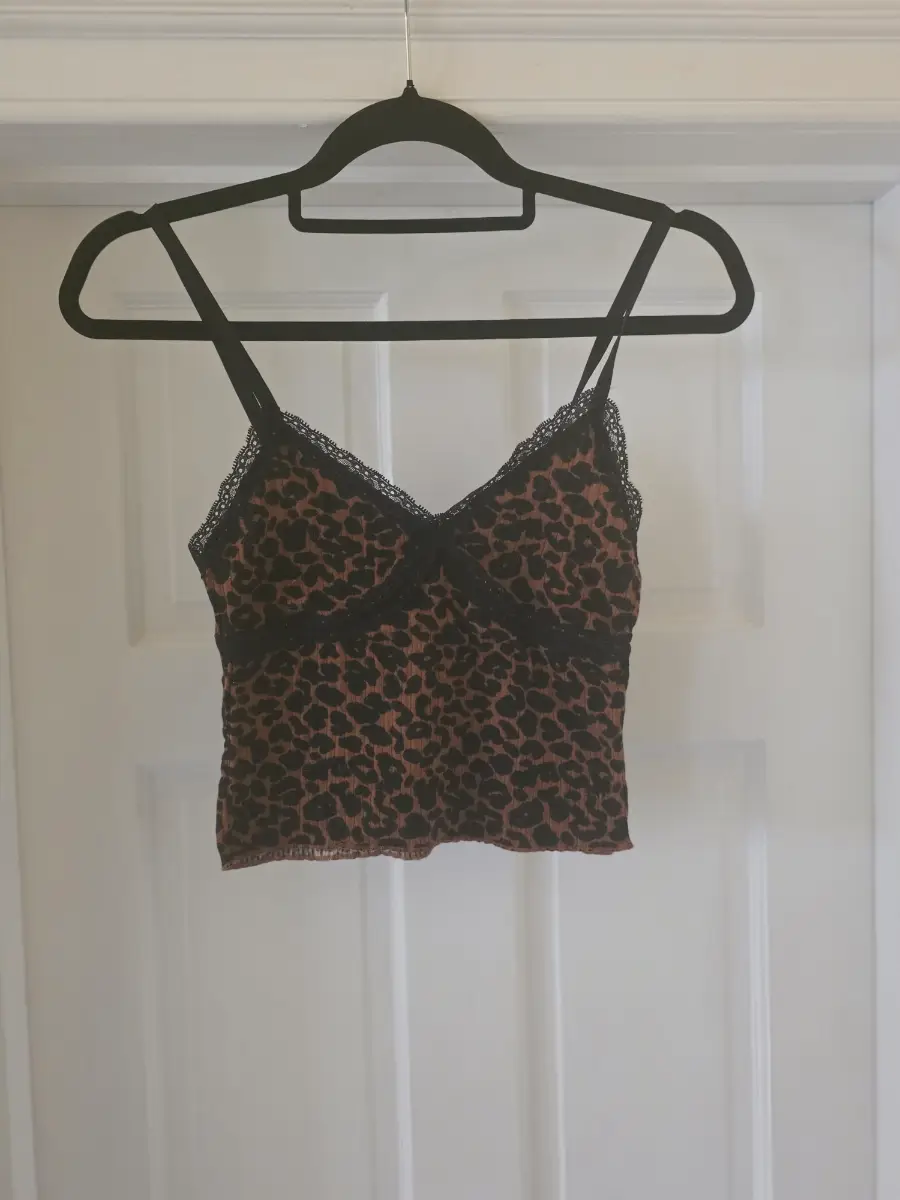 Wild Fable Leopard Print Lace Trim Cami Top