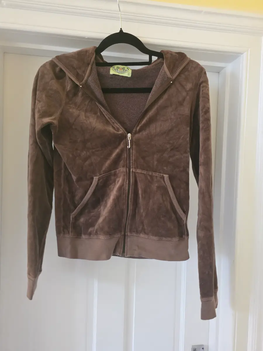 Vintage Y2K Juicy Couture Chocolate Brown Velour Hoodie - Size L