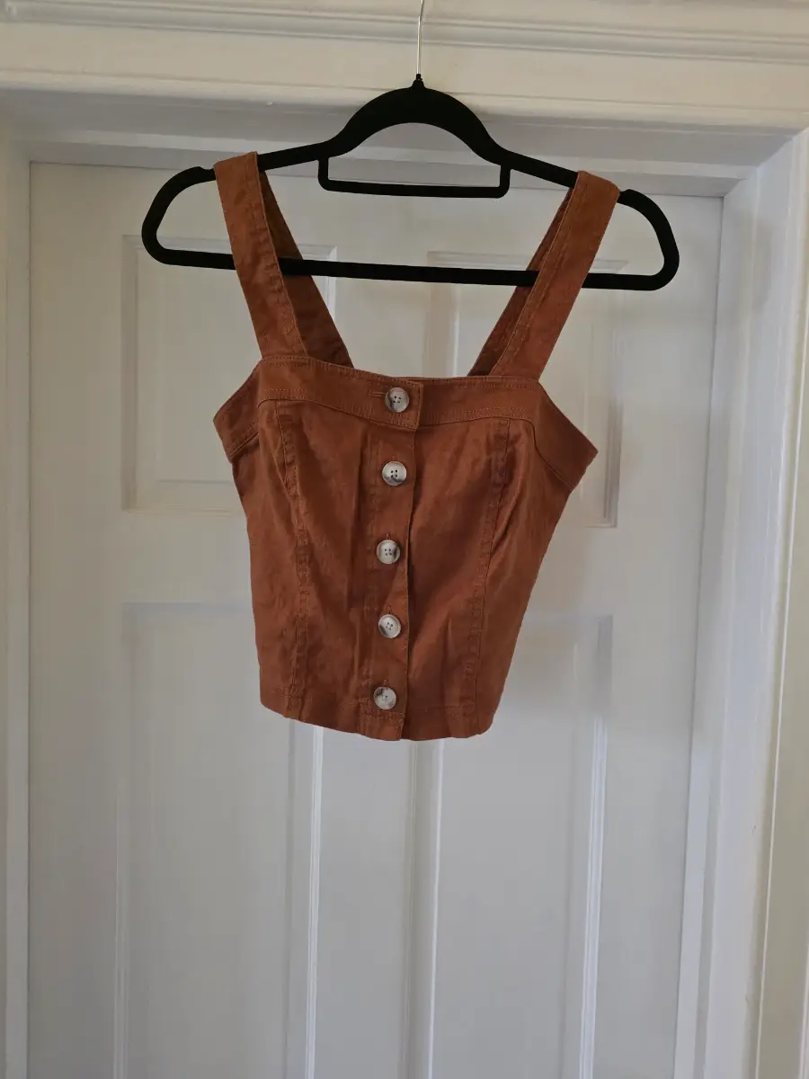 Banana Republic Rust Orange Linen Blend Crop Top / Corset Vest - Size 0 (UK 4)