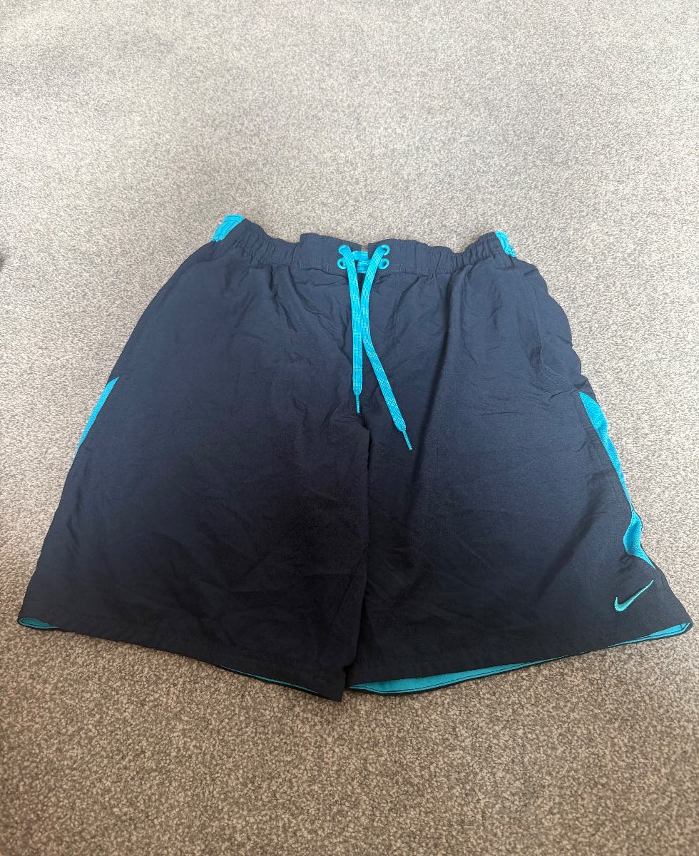 Nike Men’s Swim Shorts Navy Blue Turquoise Mesh Lined Size M Swimming Trunks