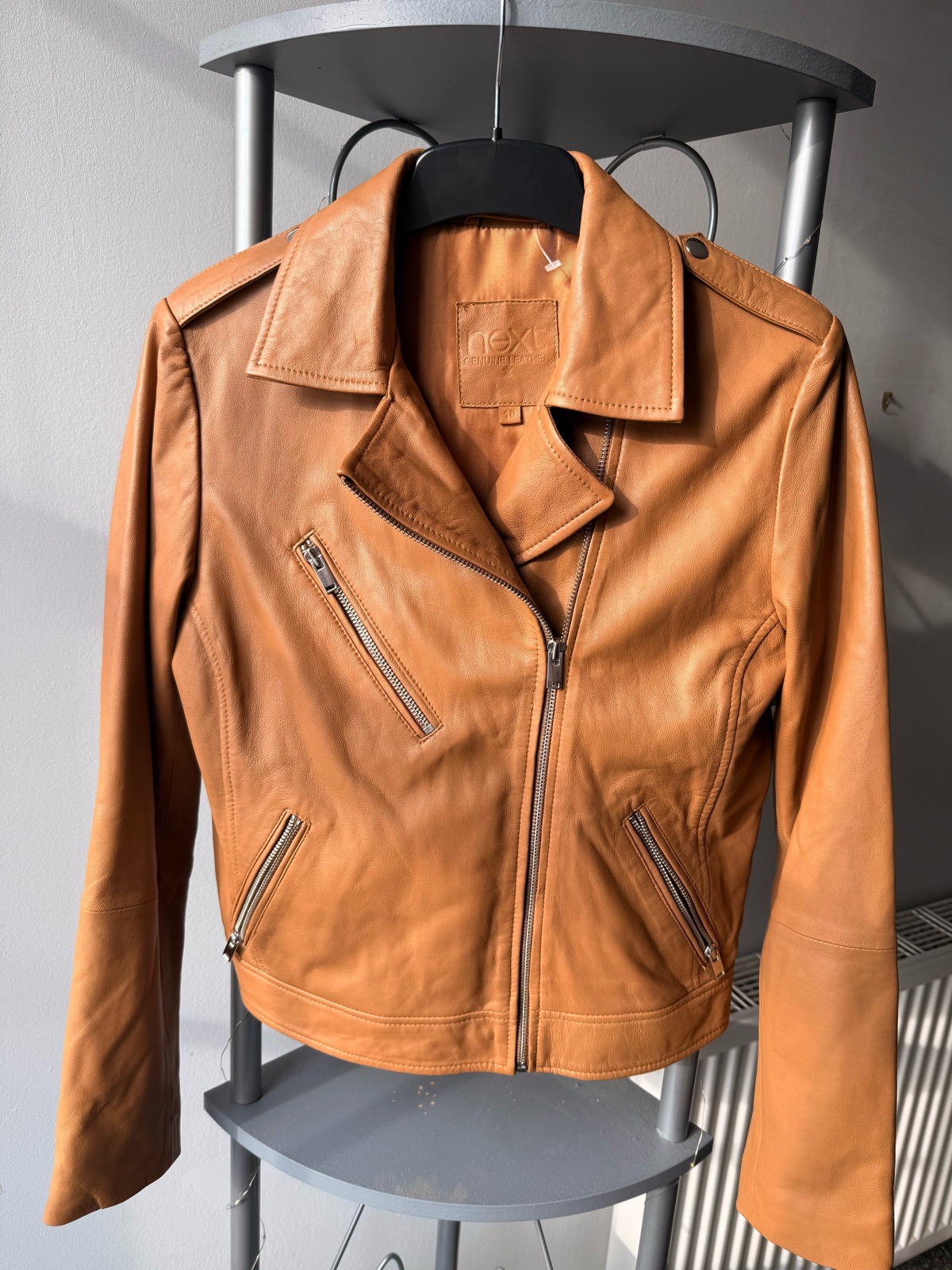 Vintage 100% leather jacket zipped brown uk10
