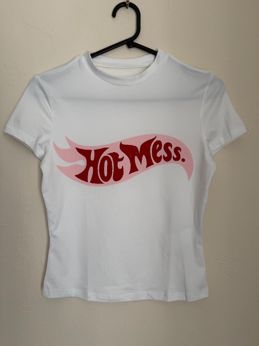 White graphic print t-shirt size M