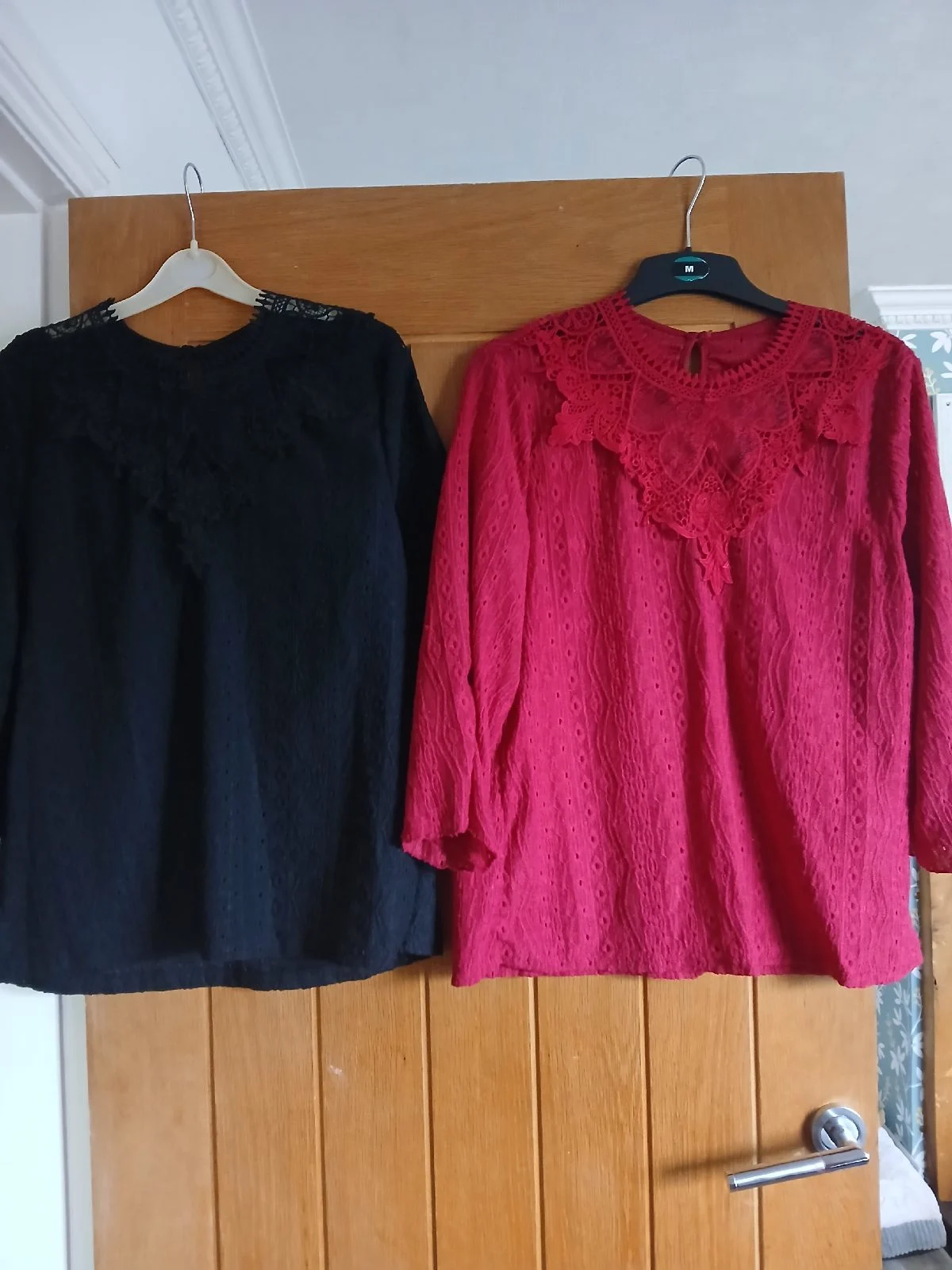 2 ladies tops red & black size L (14)
